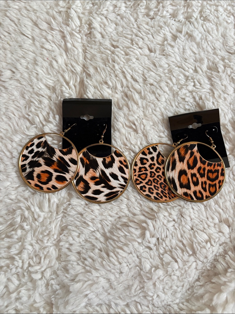 Gold Hoop Leopard Print Dangle Earrings - orange